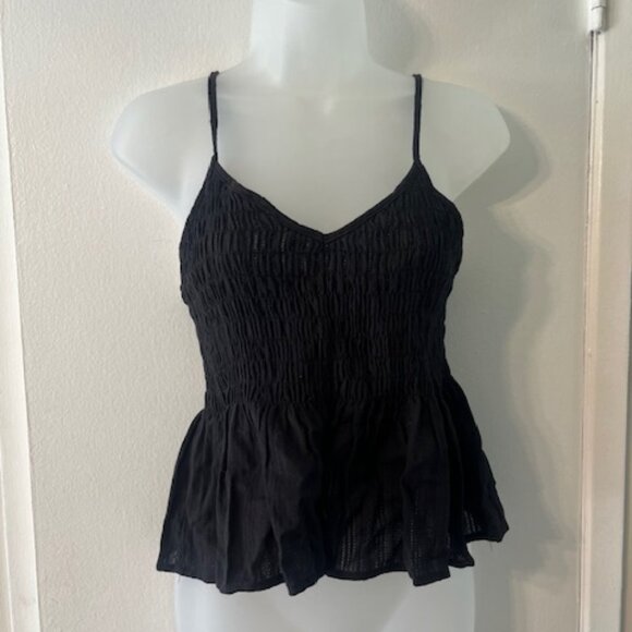 Cute Summer Gathered Tank Top ~ Black - Picture 1 of 6